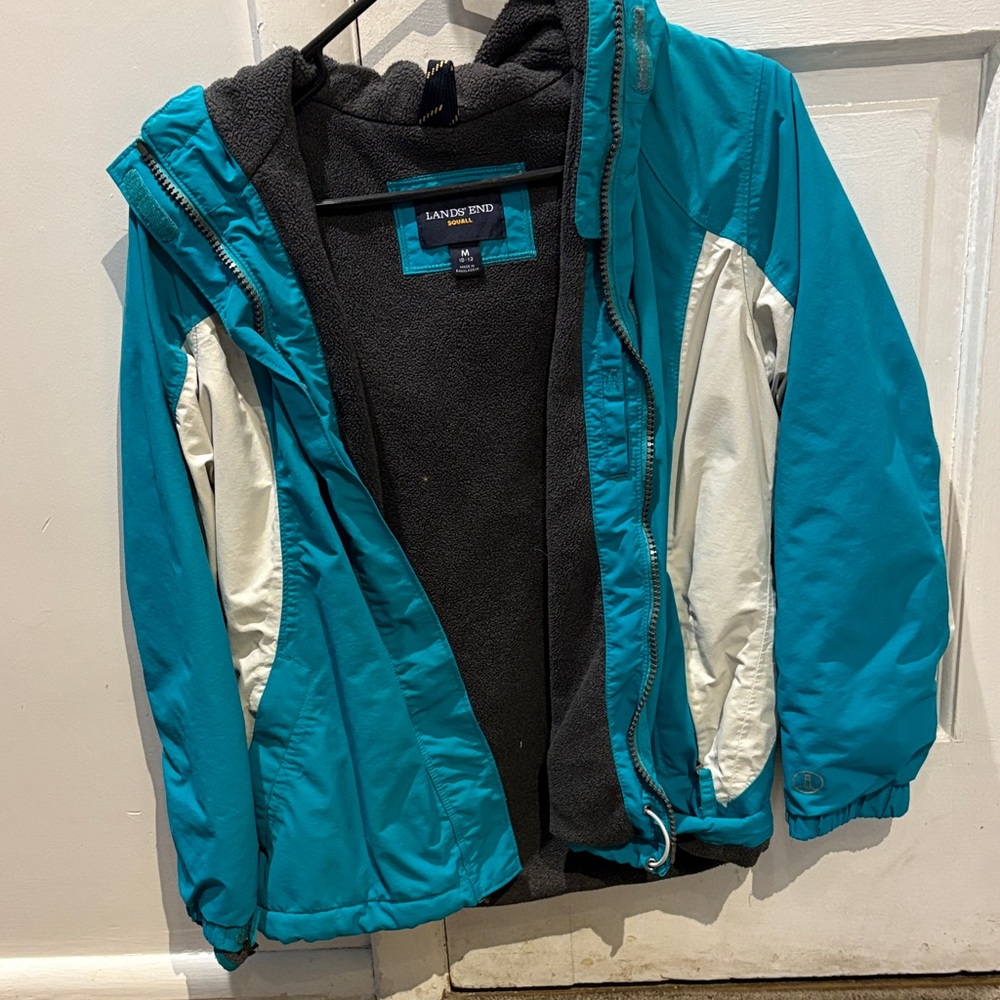 Lands' End Teal and Cream Outdoor Jacket
